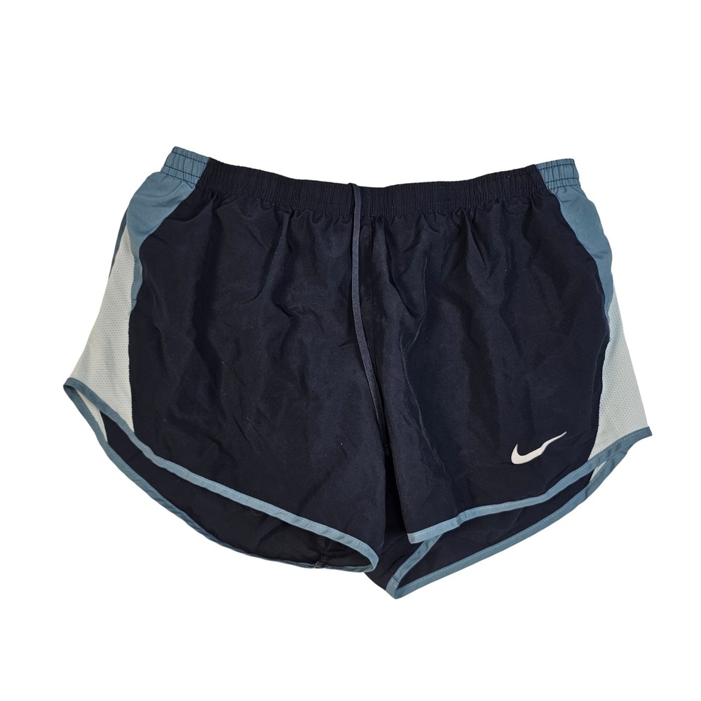 Nike Tempo Navy Blue Running Shorts Womens Large Mesh Trim Athletic Workout